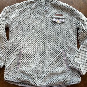 Simply Southern Light Gray Plush Pullover with Plaid Accents